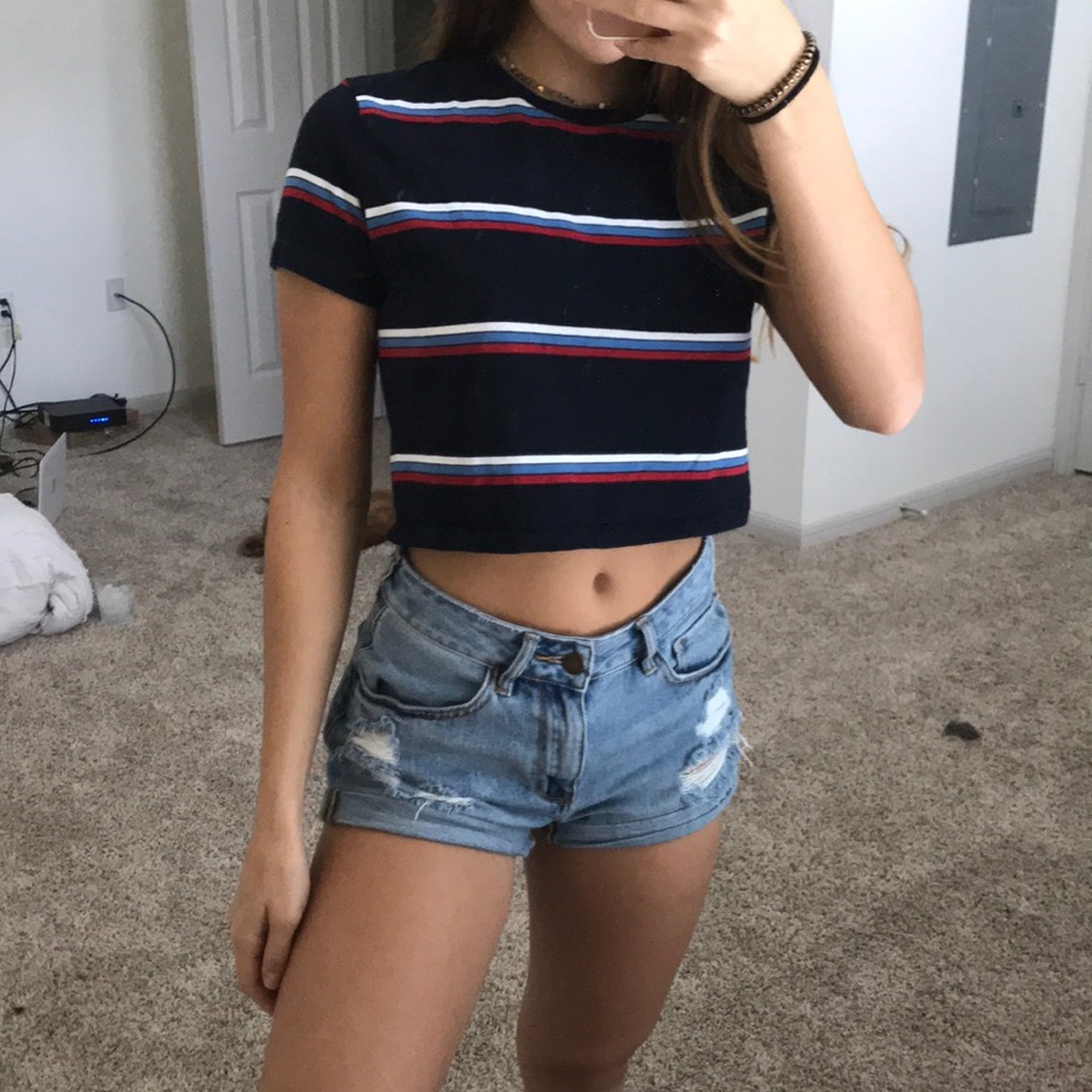 Brandy Melville crop striped top